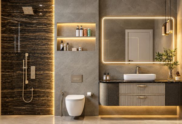 Using Natural-Looking Materials in bathroom